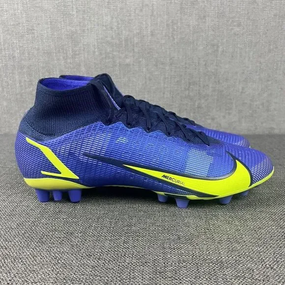 Nike Mercurial Superfly 8 Elite AG Blue Green Soccer Cleats Mens 11.5 CV0956 575